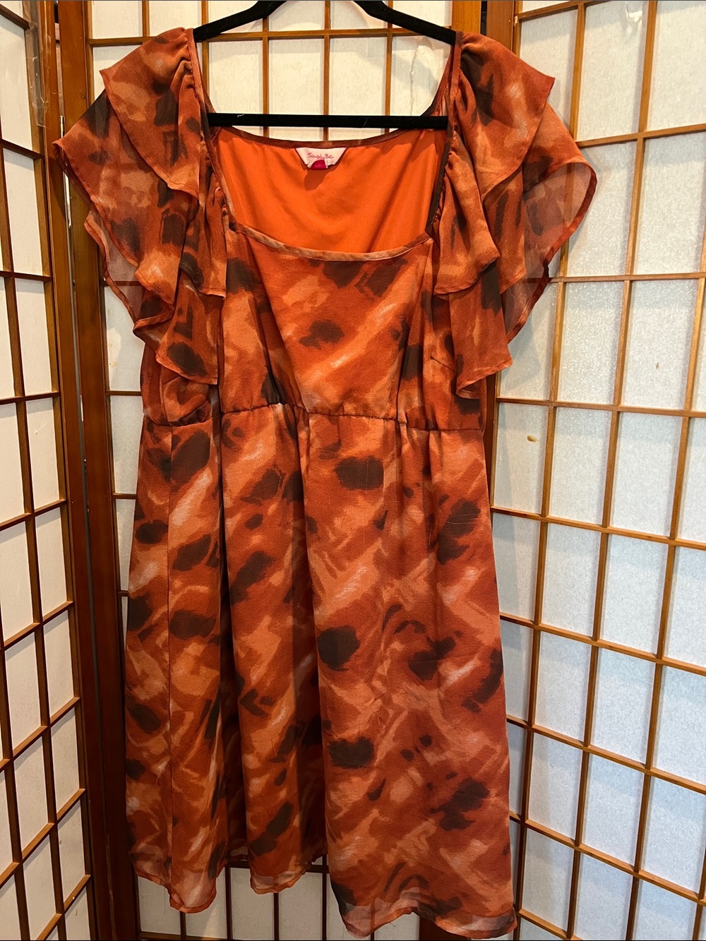 Simply Be Lined Square Neck Flutter Sleeve Dress Tunic Top Size 16